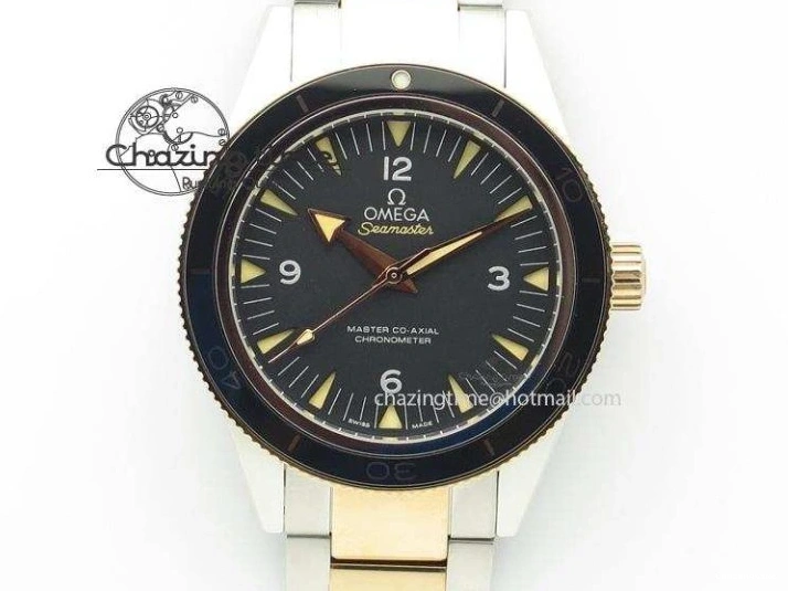 0320 FlexibleFit Seamaster Professional Chrono SS RG Blue Ceramic Blue Dial On SS RG Bracelet A 8211